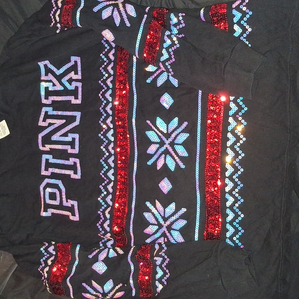 Black Sequin PINK Longsleeve Shirt